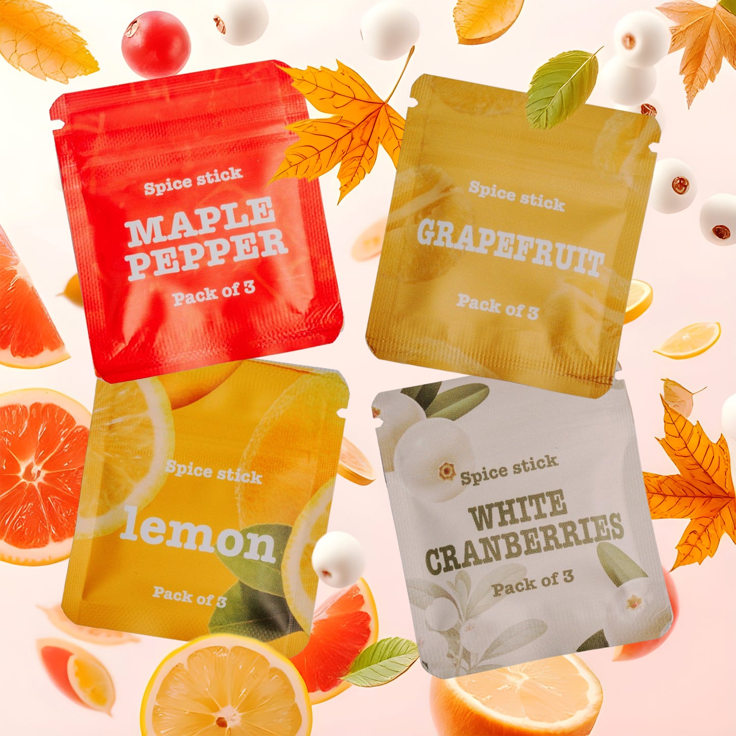 Augļu un citrusaugļu garšu komplekts – kļavu pipari, greipfrūts, citrons un baltās dzērvenes